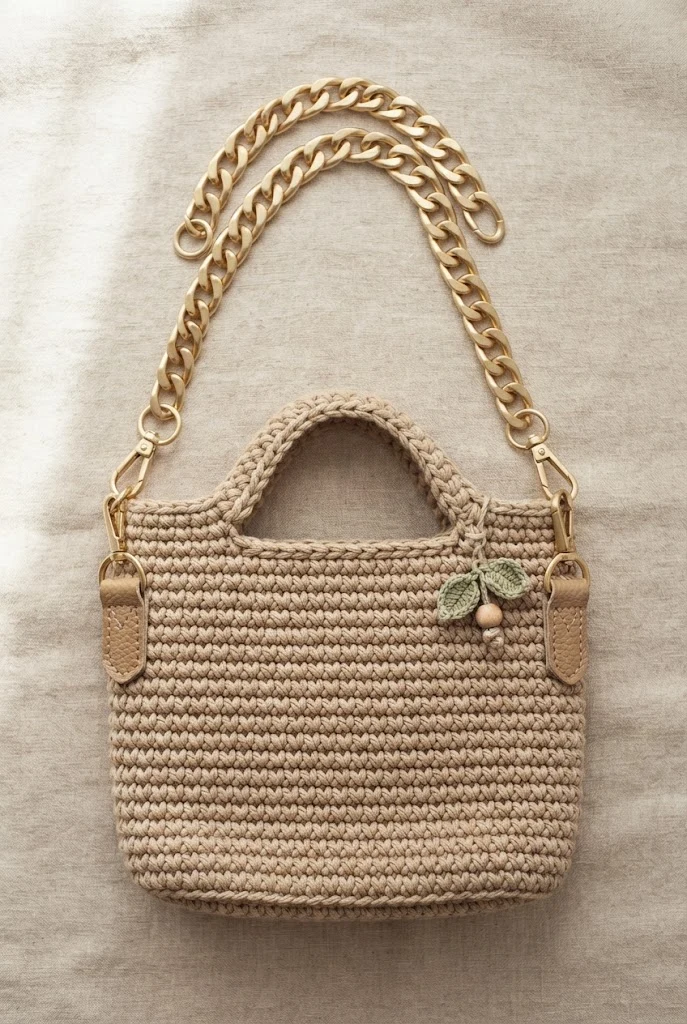 Heavy Gold Chain Straps — crochet bag decoration
