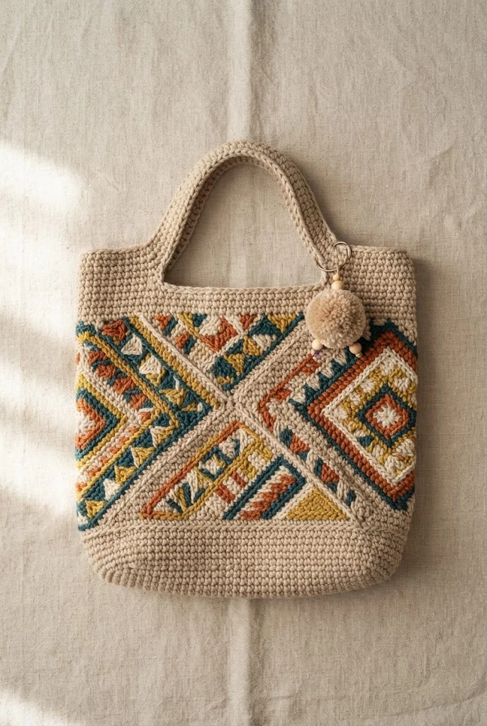 Colorful Mosaic Surface Slips — crochet bag decoration
