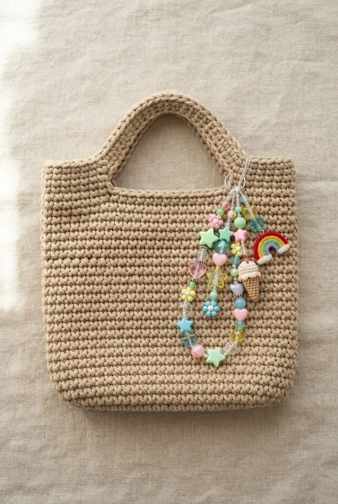 Playful Acrylic Beaded Charms — crochet bag decoration