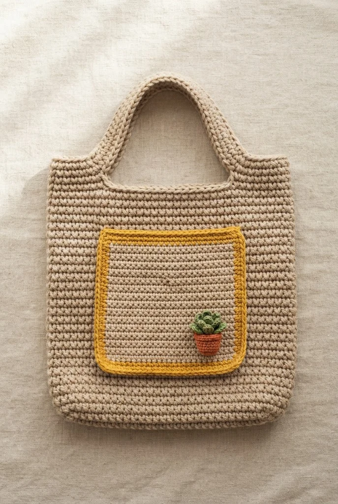 Contrast Pop Pockets — crochet bag decoration