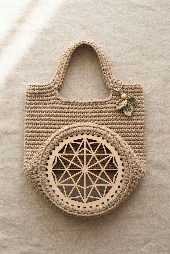 Geometric Wooden Base Inserts — crochet bag decoration