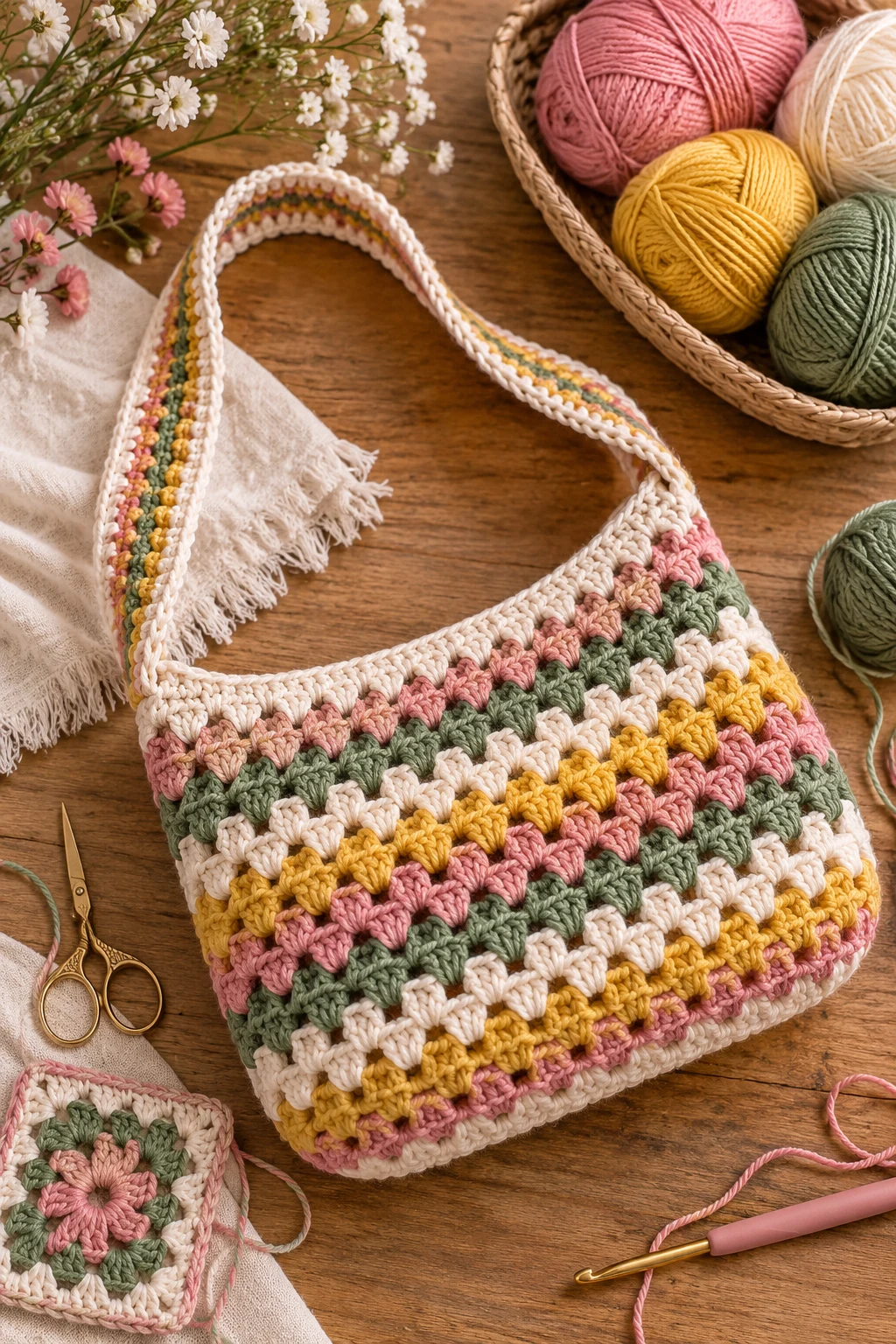 Granny Stripe Crochet Purse DIY Kit Style — crochet bag diy style outfit