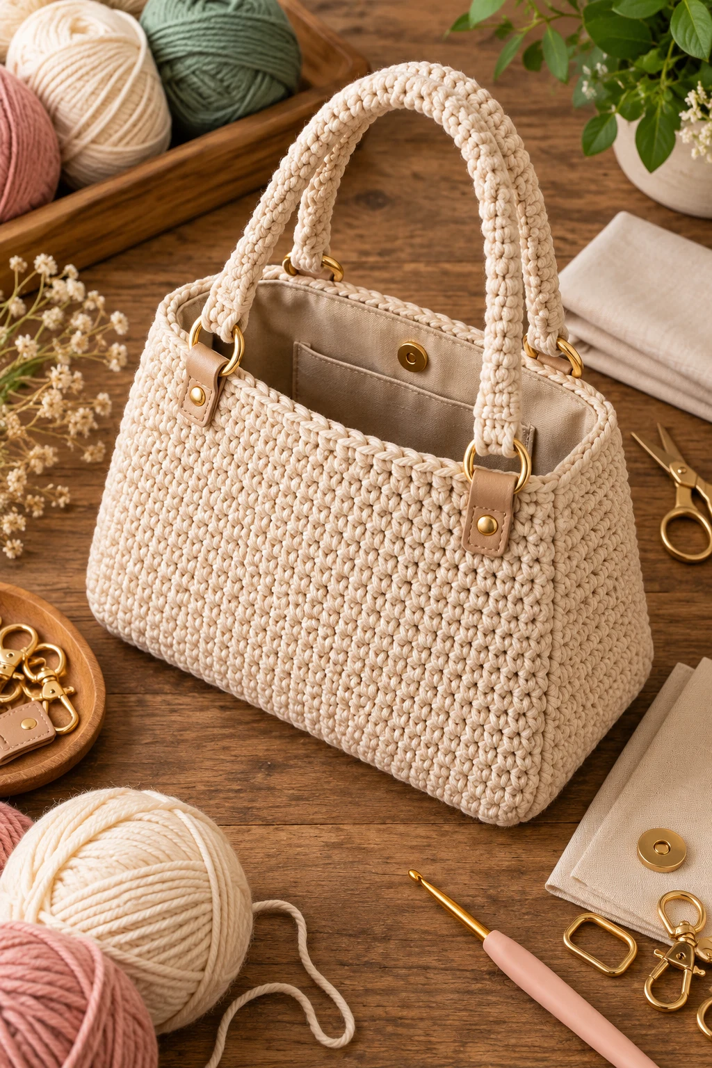 Structured Crochet Bag With a Lining — crochet bag diy style outfit