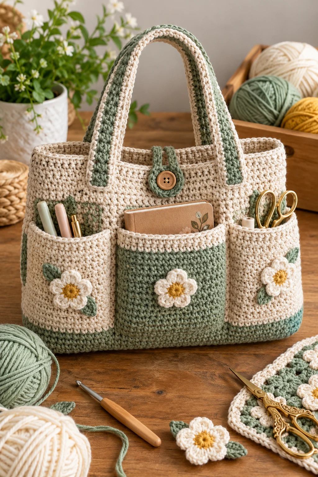 Personalized Crochet Bag With Pockets — crochet bag diy style outfit