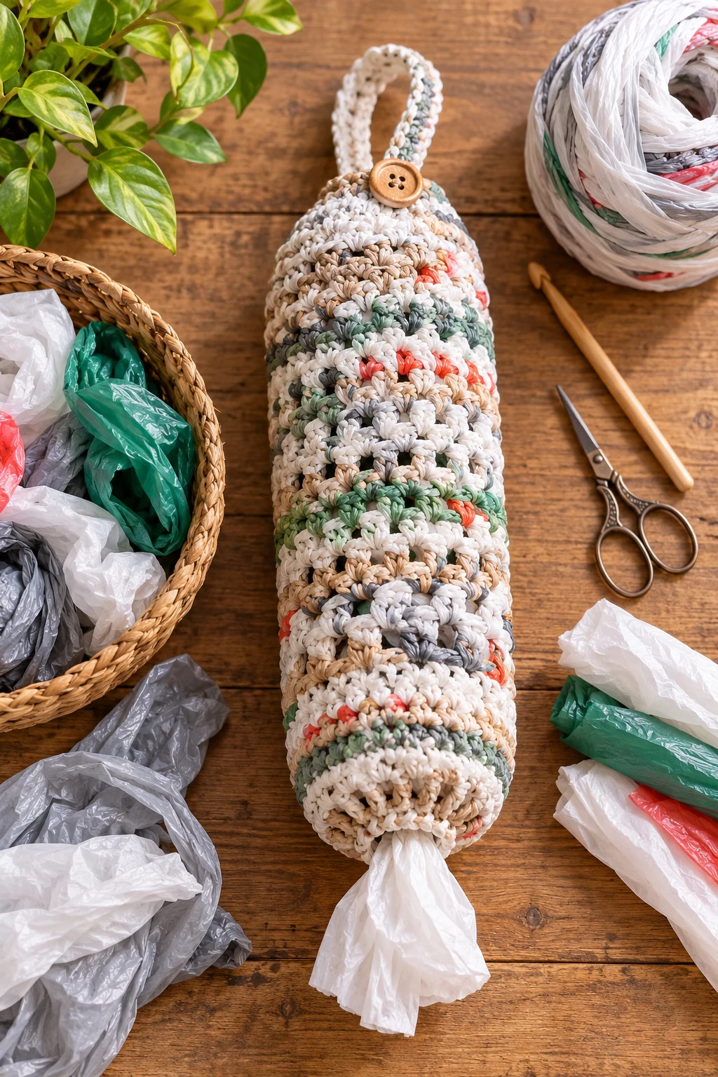 Crochet With Plastic Bags for an Upcycled Twist — crochet bag holder for plastic bags style outfit