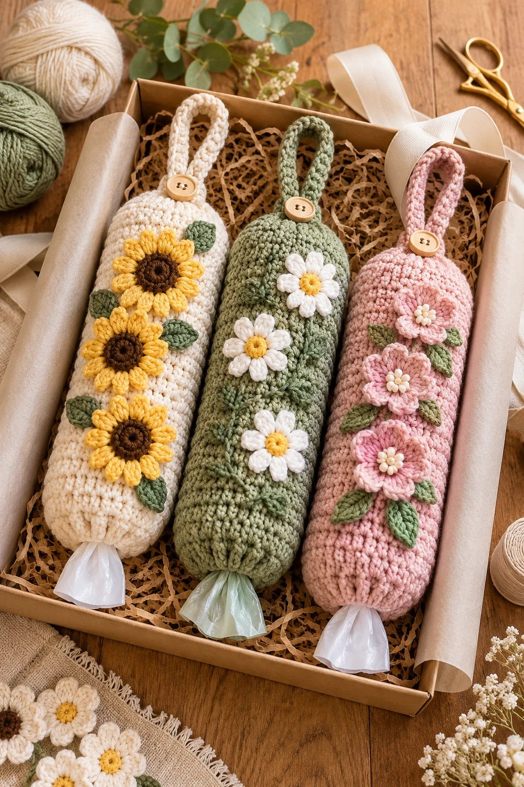 Giftable Crochet Bag Holder Set — crochet bag holder for plastic bags style outfit