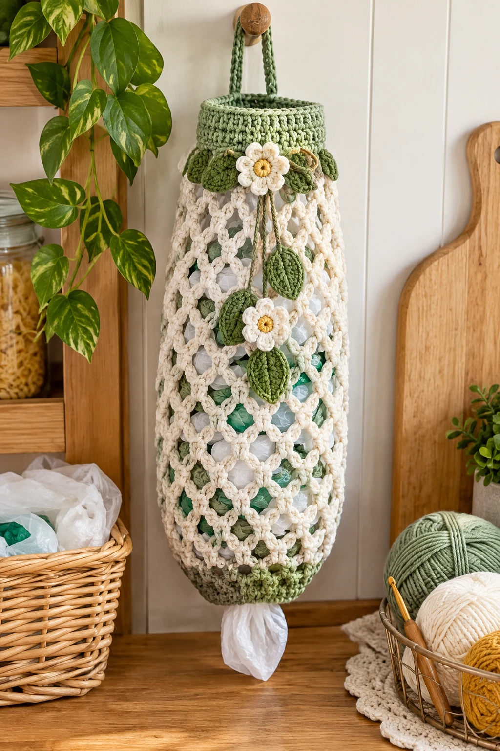Mesh Crochet Bag Holder for Plastic Bags — crochet bag holder for plastic bags style outfit