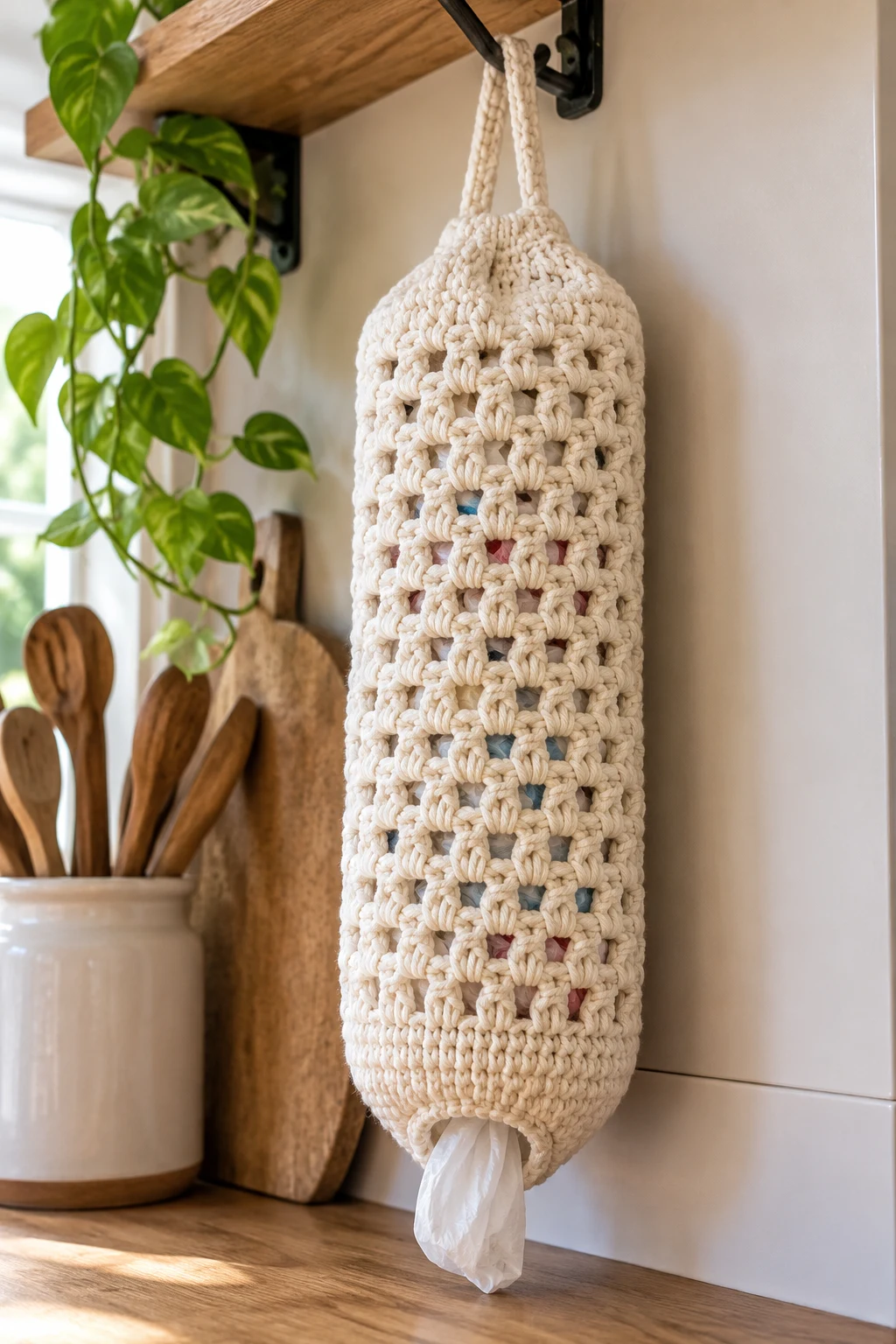 Classic Farmhouse Crochet Bag Holder — crochet bag holder plastic bags style outfit