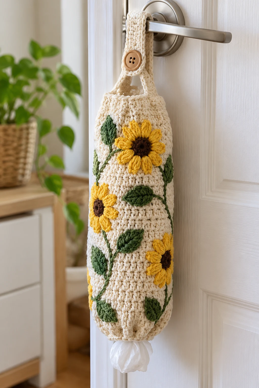 Hanging Door-Handle Crochet Bag Holder — crochet bag holder plastic bags style outfit