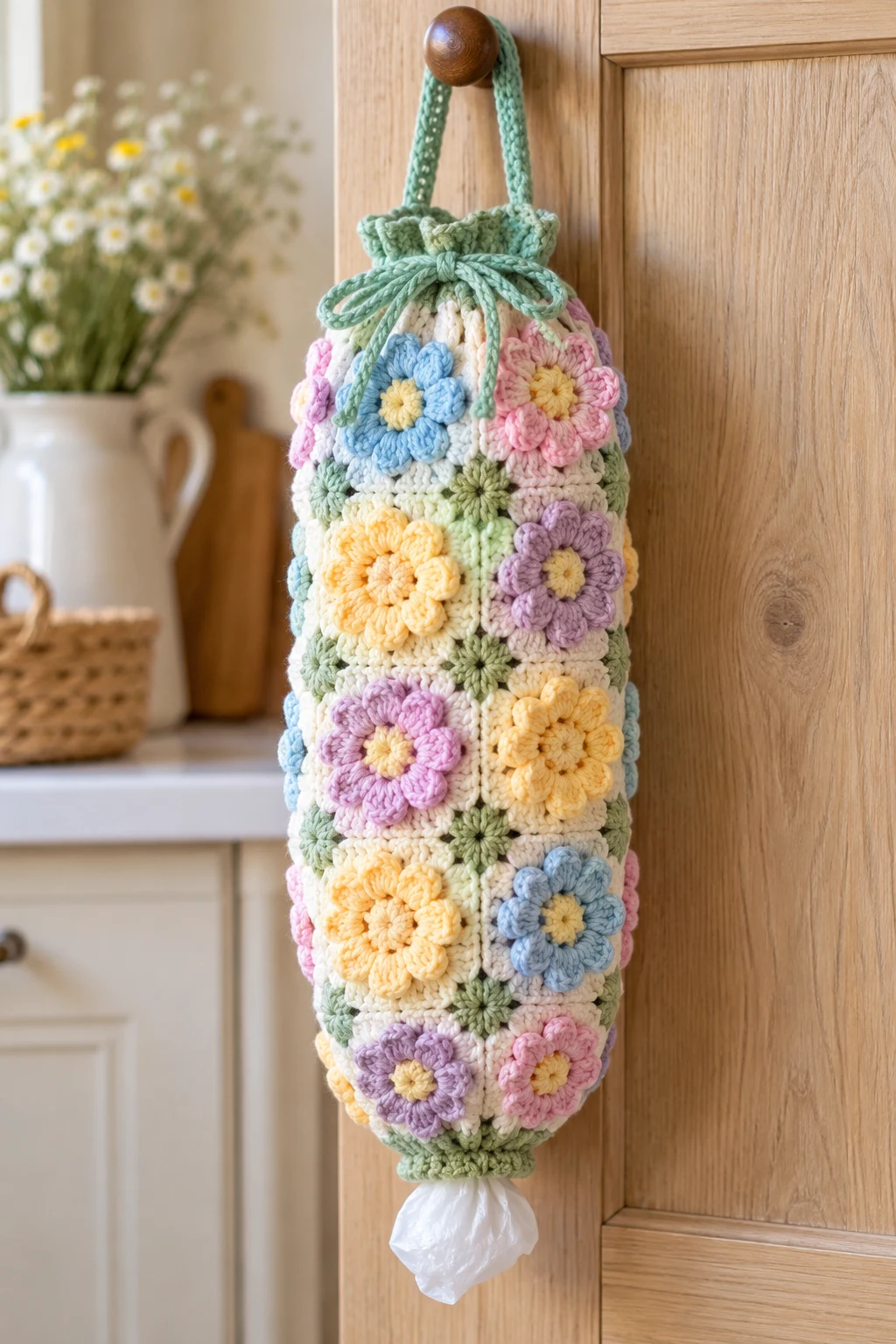 Pastel Spring Crochet Bag Holder — crochet bag holder plastic bags style outfit