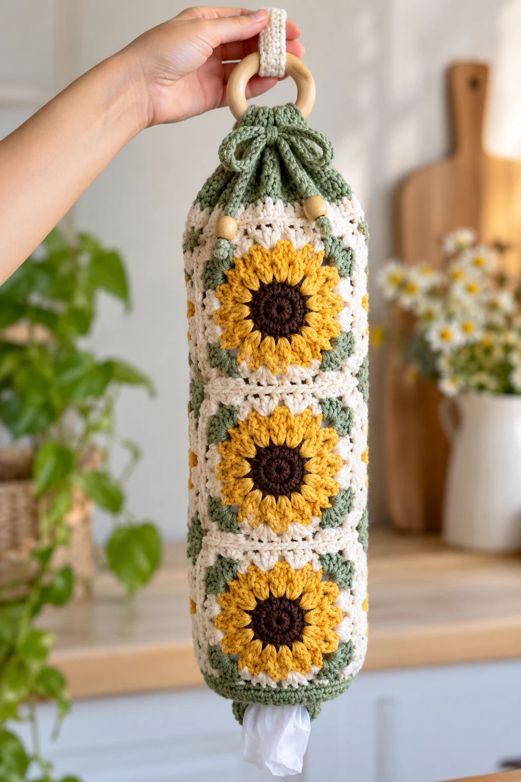 Personalized Crochet Bag Holder Gift — crochet bag holder plastic bags style outfit