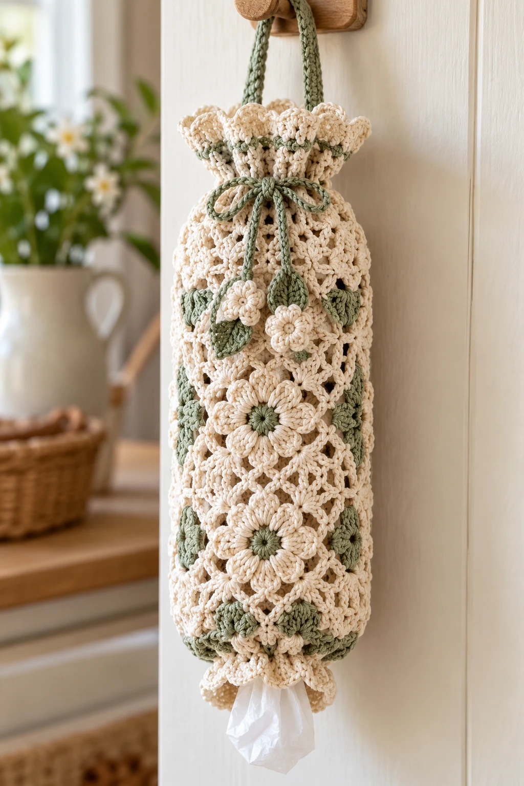 Vintage Lace Crochet Bag Holder — crochet bag holder plastic bags style outfit