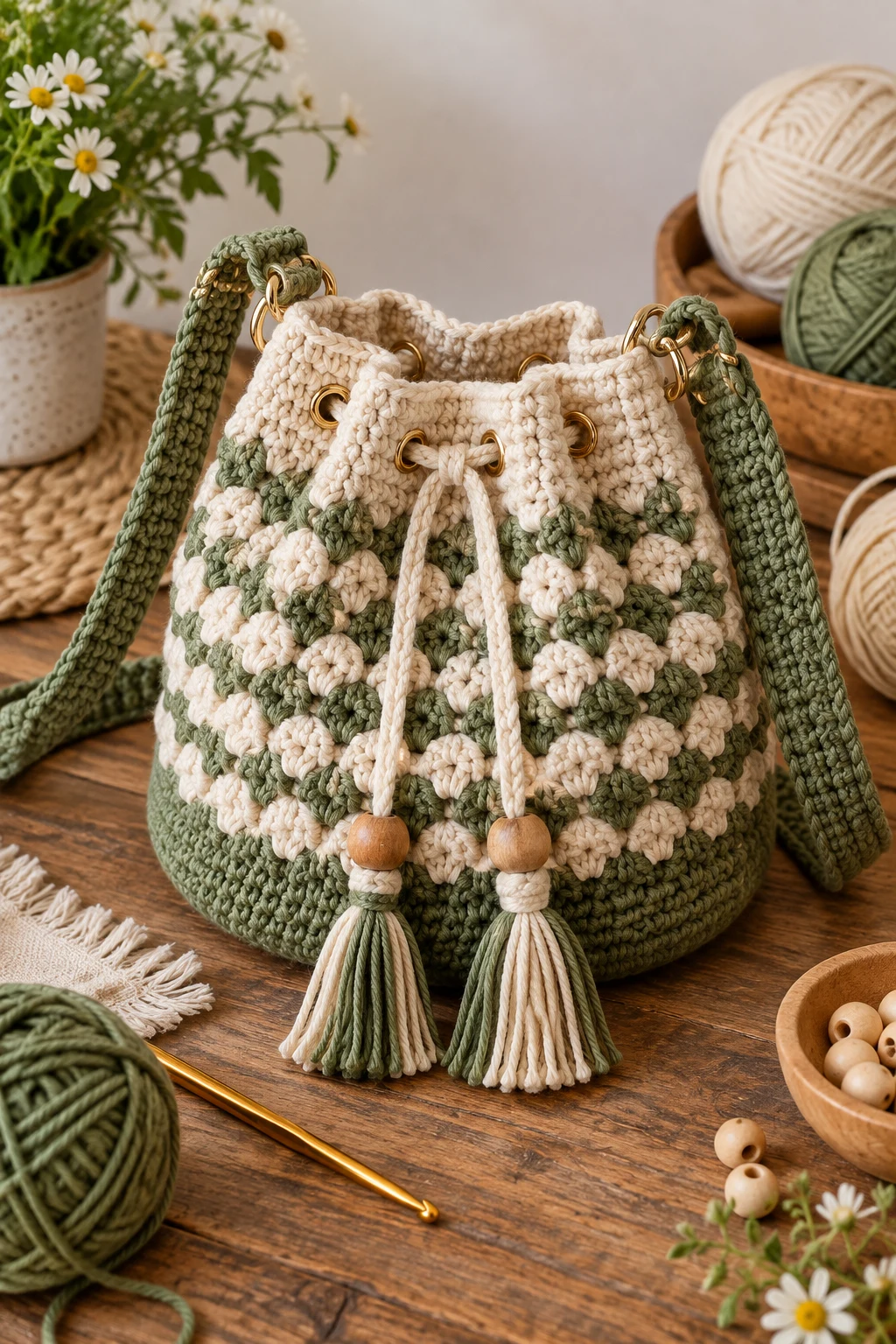 Drawstring Bucket Bag — crochet bag ideas handbags style outfit