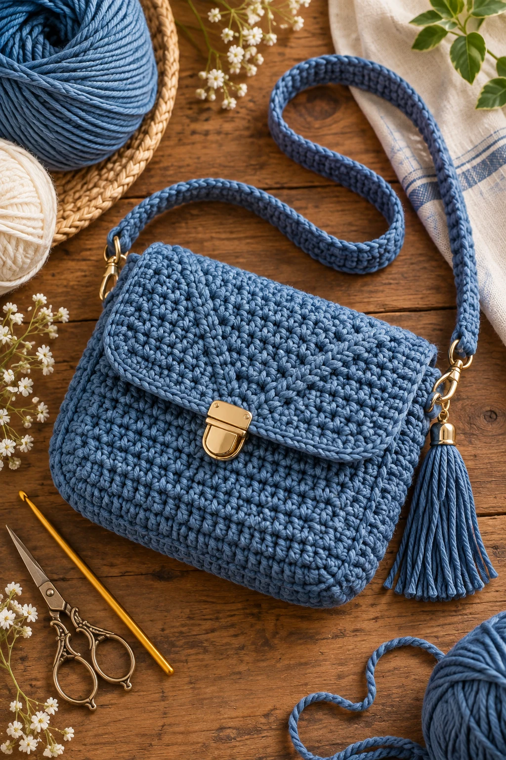 Denim-Blue Crossbody — crochet bag ideas handbags style outfit
