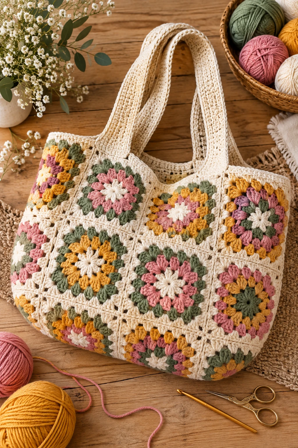 Oversized Granny Tote — crochet bag ideas handbags style outfit