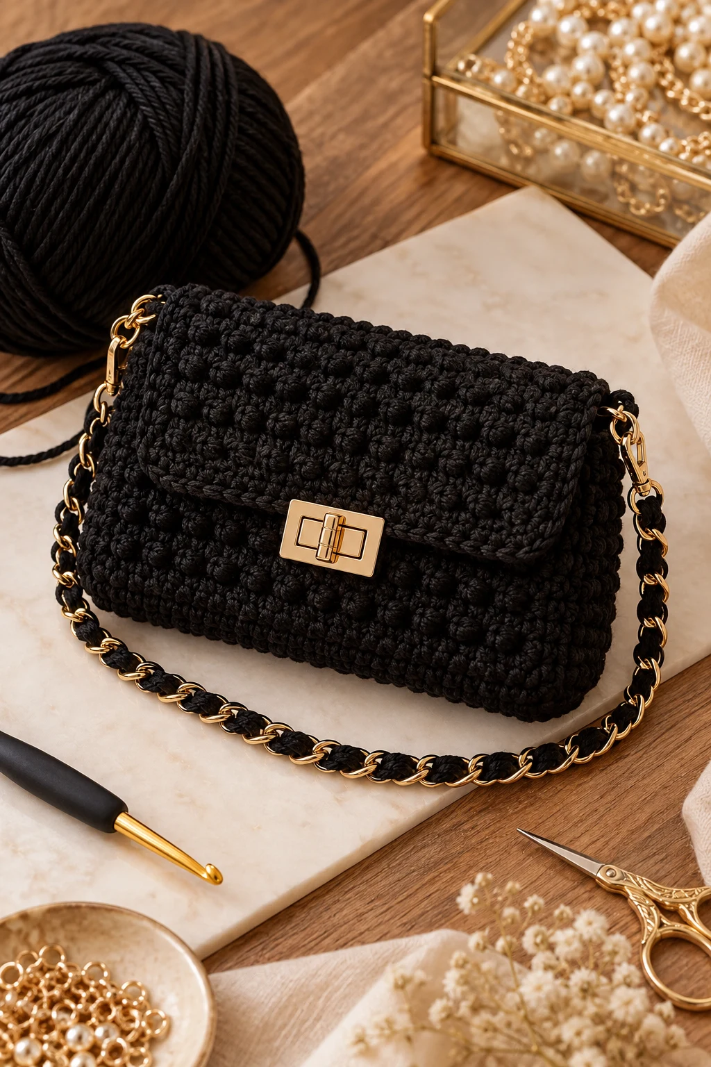 Mini Black Evening Bag — crochet bag ideas handbags style outfit