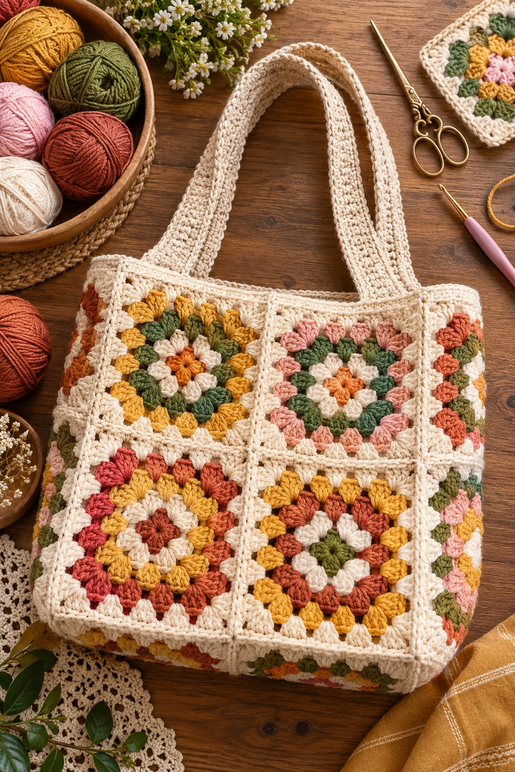 Classic Granny Square Crochet Bag — crochet bag square style outfit
