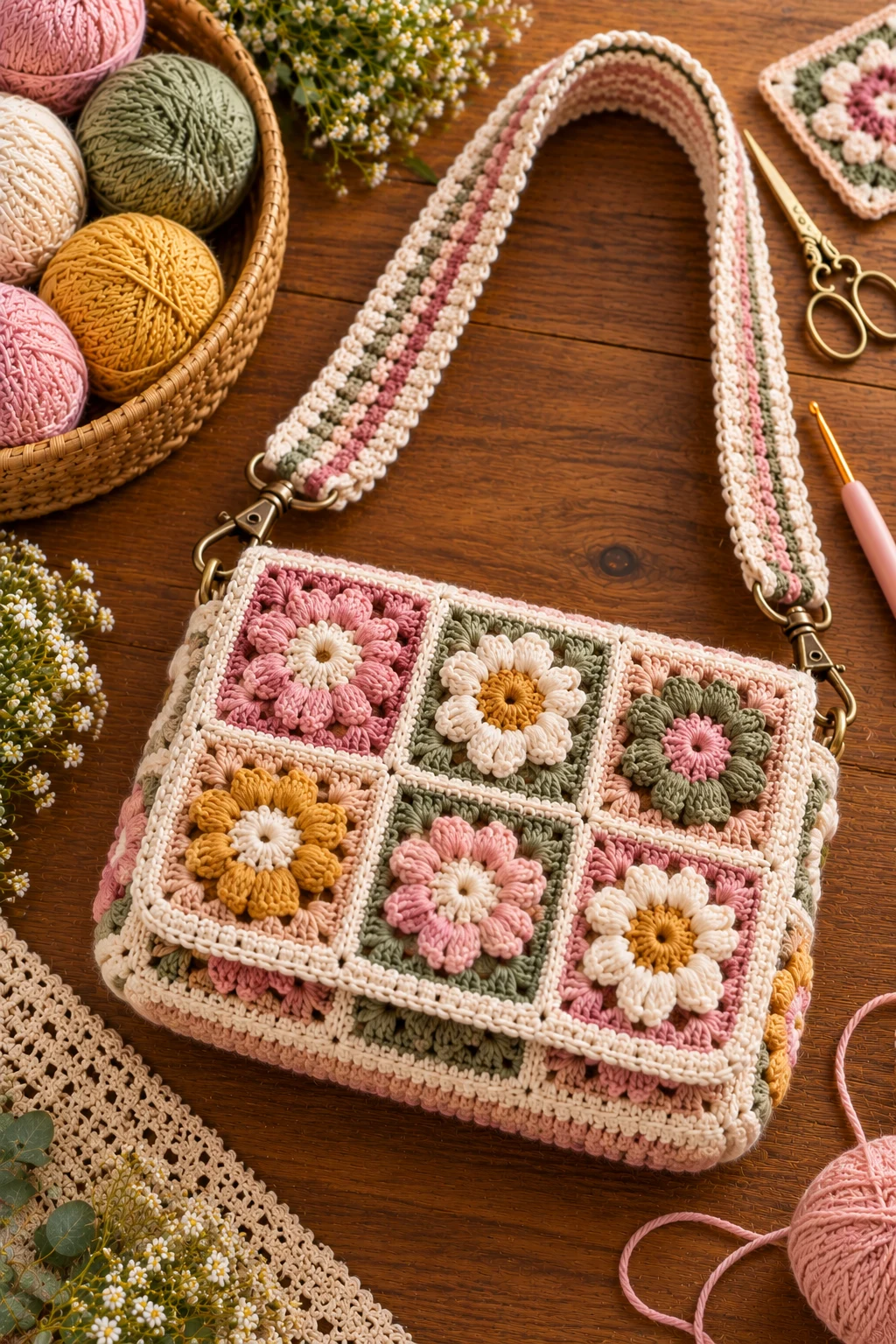 Mini Crochet Square Shoulder Bag — crochet bag square style outfit