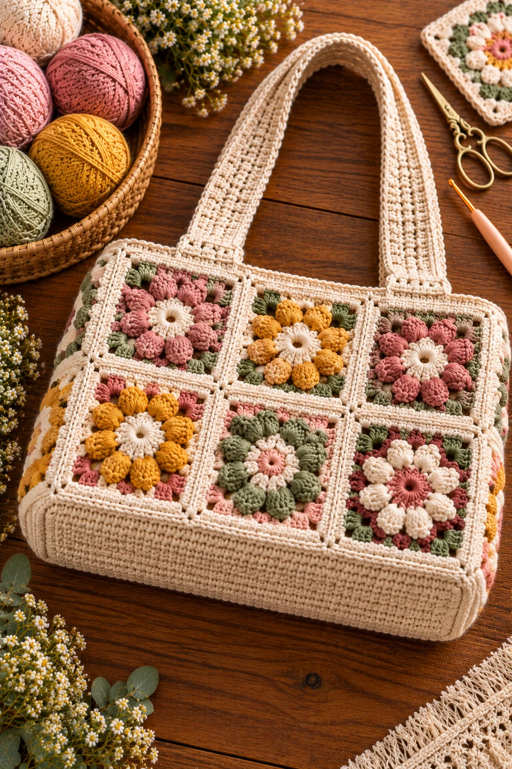 Crochet Square Bag With a Rectangle Base — crochet bag square style outfit