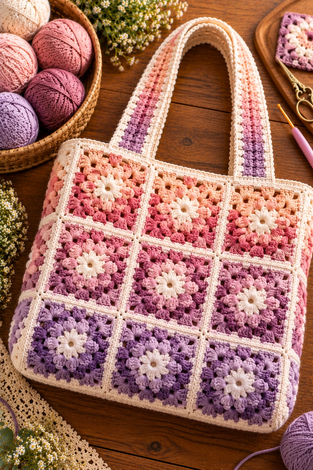 Ombre Crochet Granny Square Bag — crochet bag square style outfit