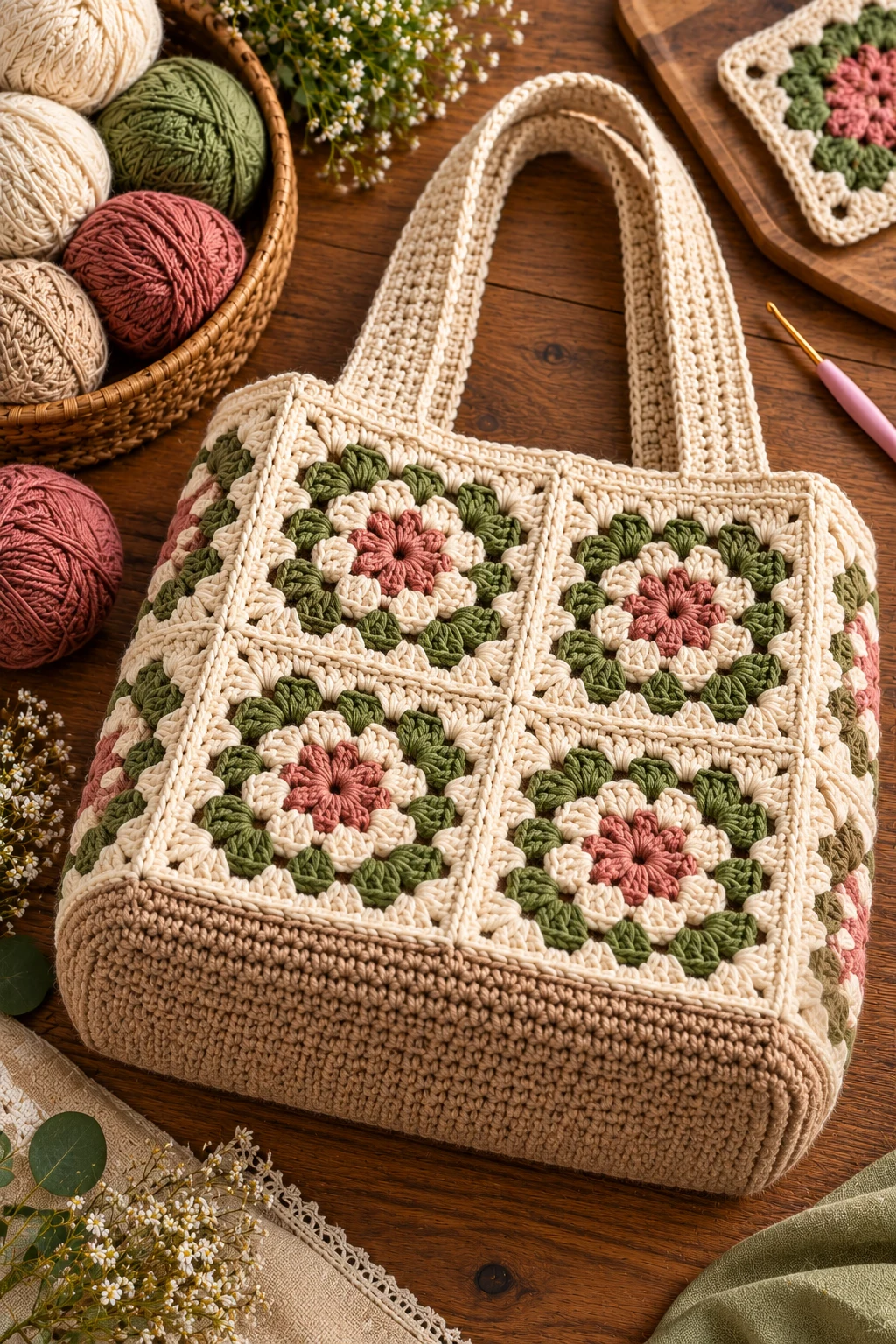Crochet Square Bag With a Solid Base — crochet bag square style outfit