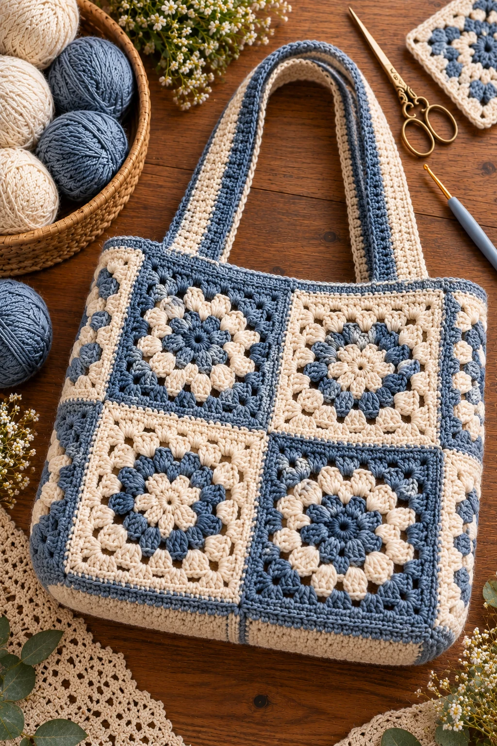 Two-Tone Modern Square Bag — crochet bag square style outfit