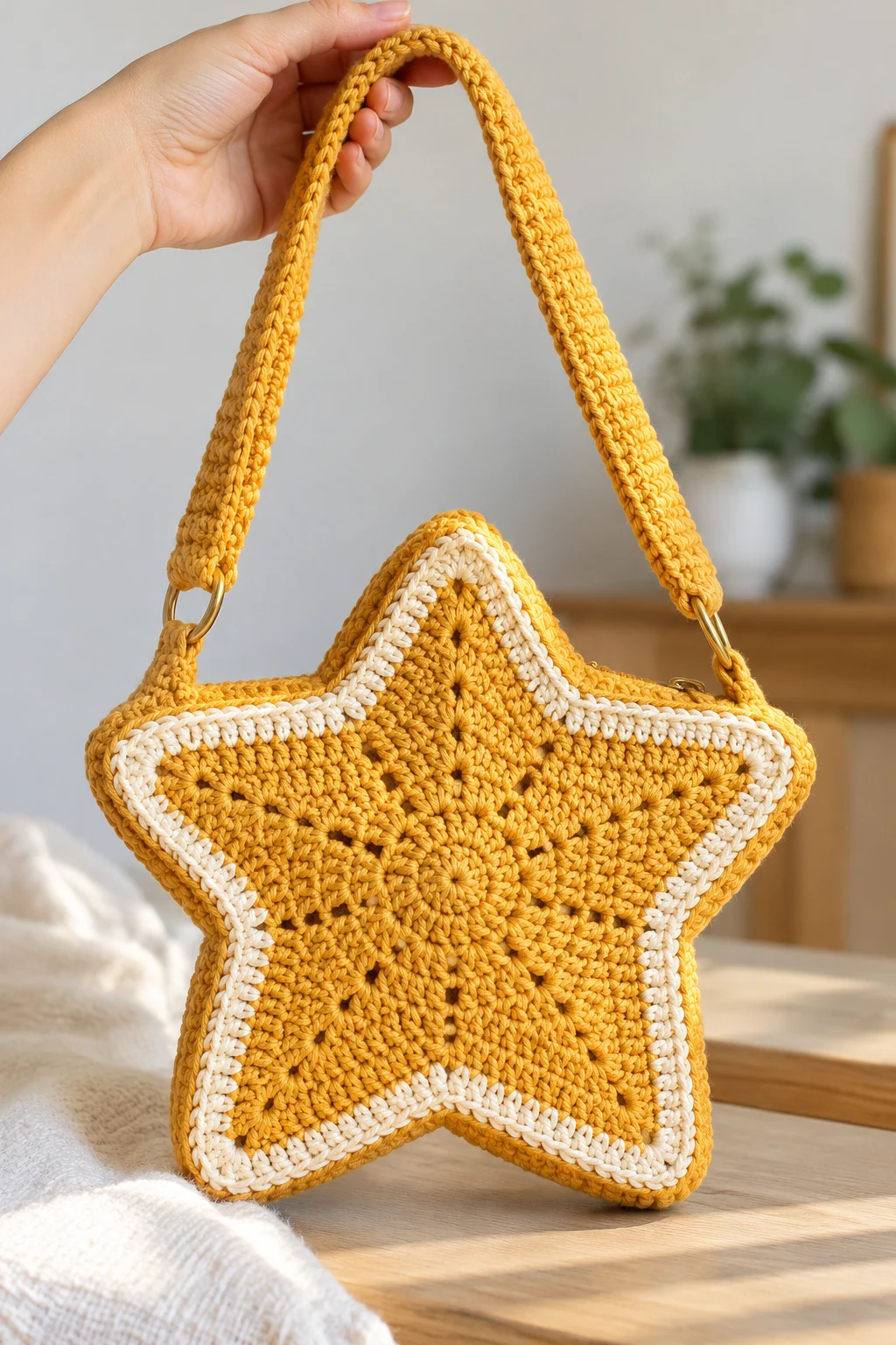 Classic Five-Point Crochet Star Shoulder Bag — crochet bag star style outfit