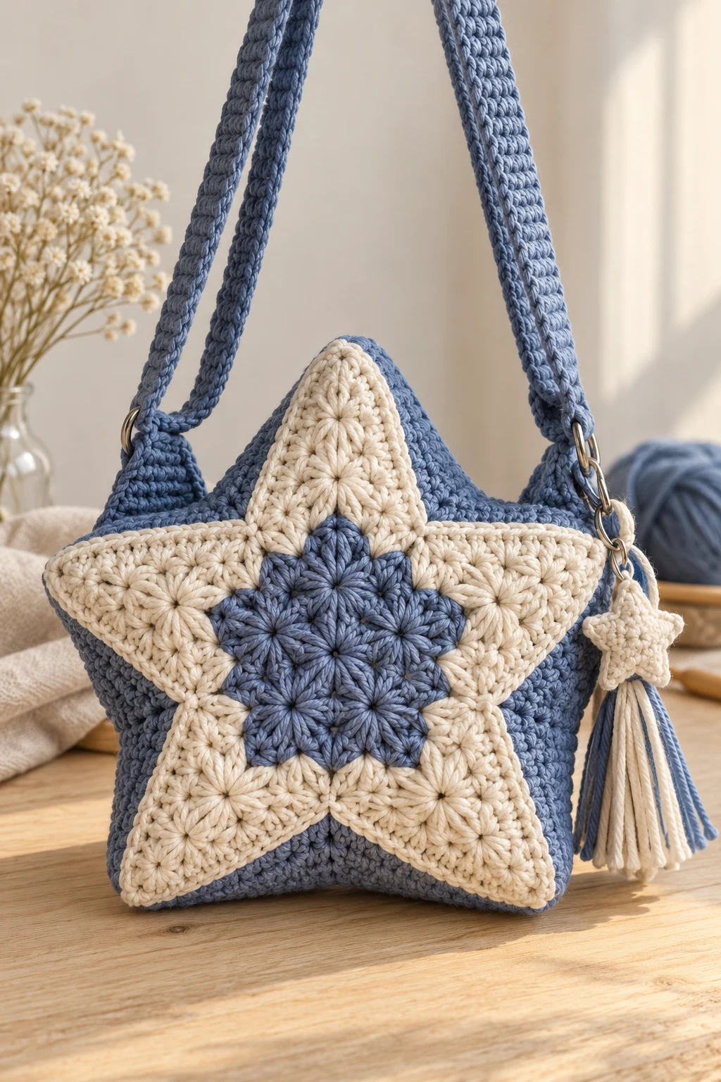 Star Stitch Crochet Bag With Textured Panels — crochet bag star style outfit