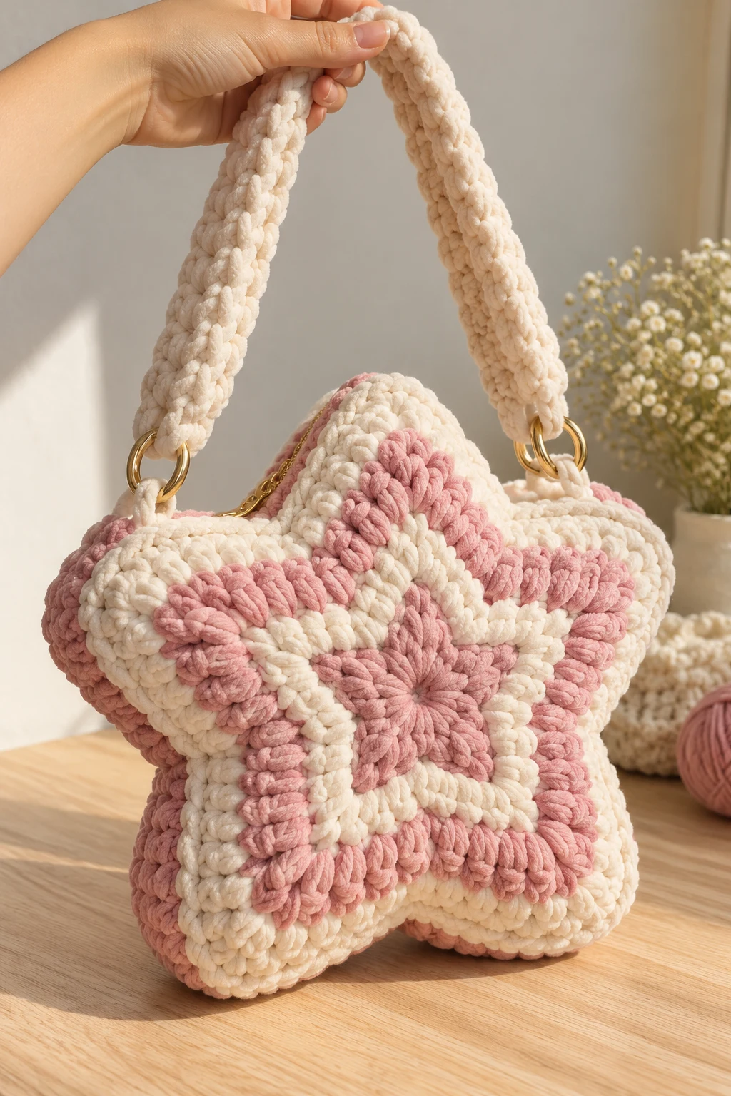 Chunky Crochet Star Puff Bag — crochet bag star style outfit