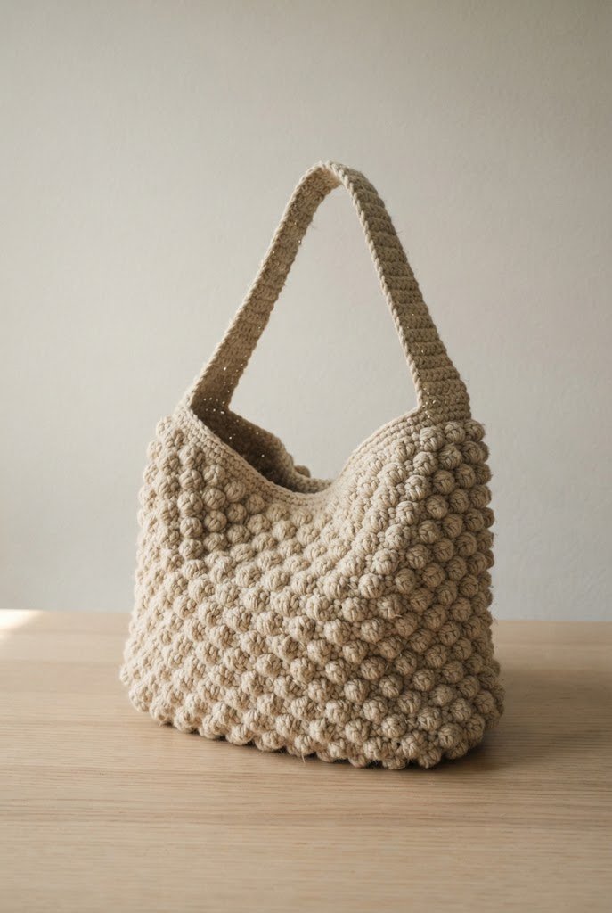 The Bubble Stitch Popcorn Bag — crochet bag summer style outfit