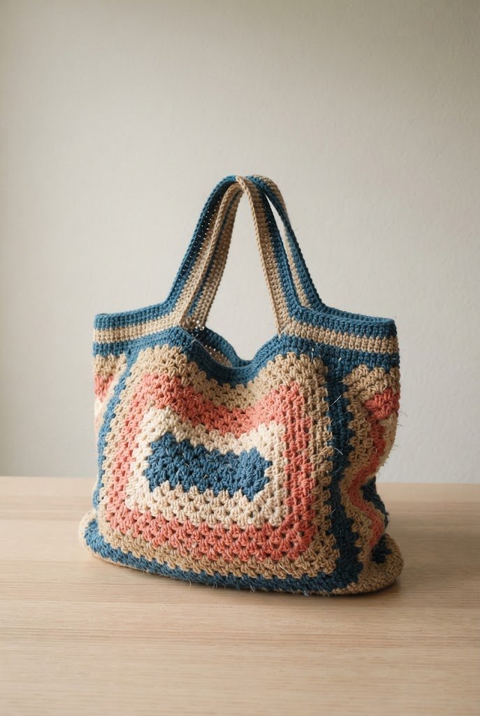 The Granny Stripe Beach Companion — crochet bag summer style outfit