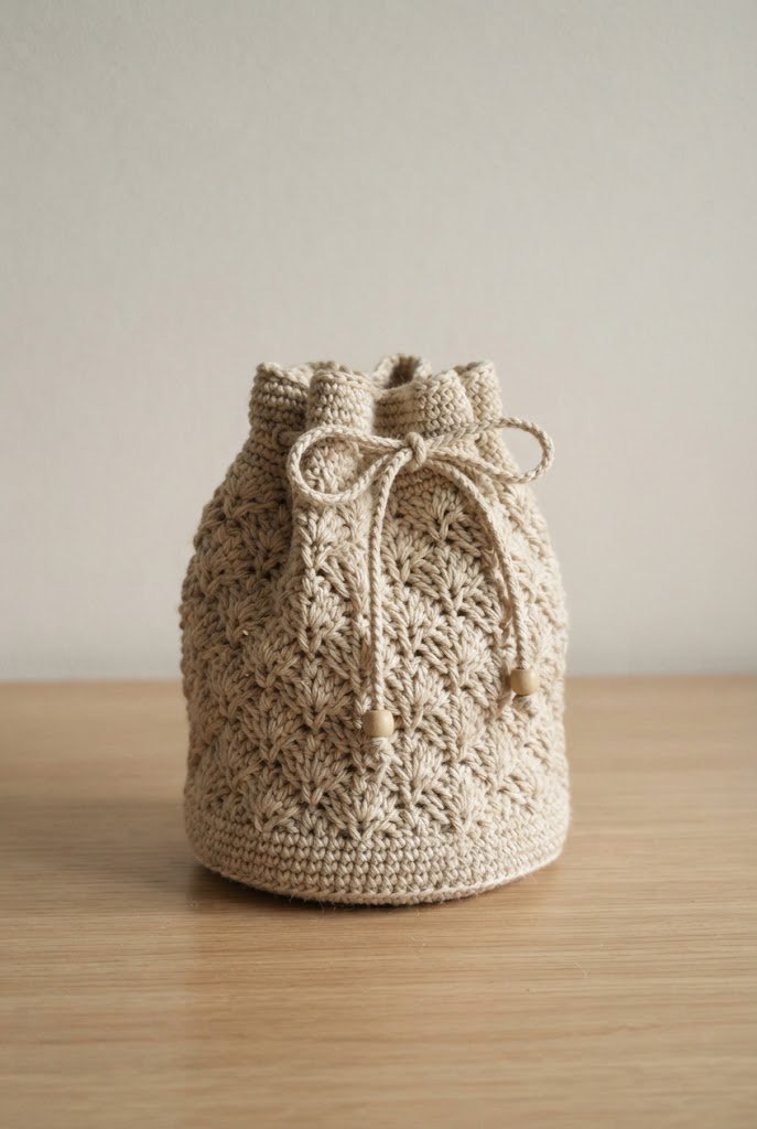 The Drawstring Pineapple Stitch Pouch — crochet bag summer style outfit