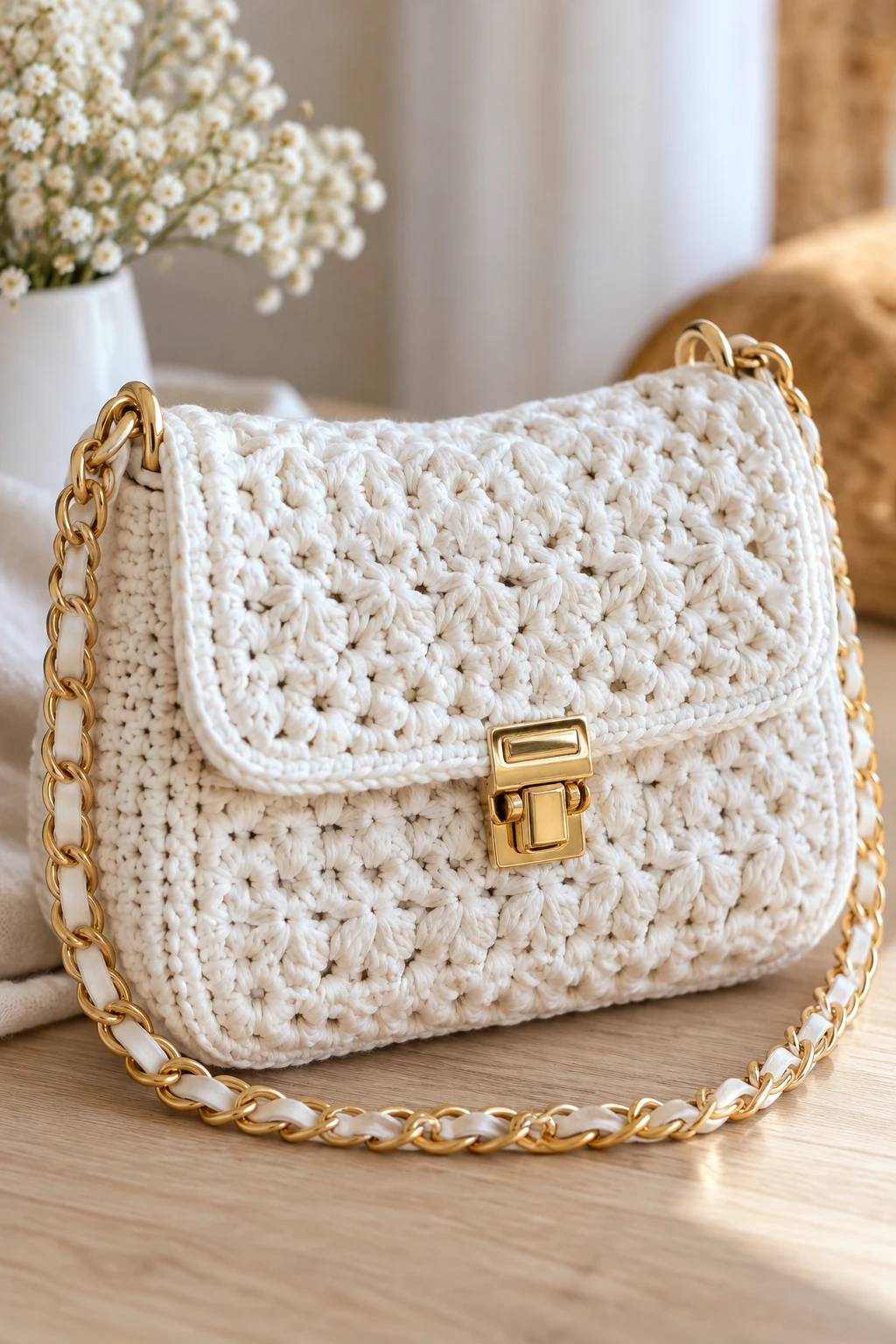 White Crochet Bag Inspired by Designer Styles — crochet bag white