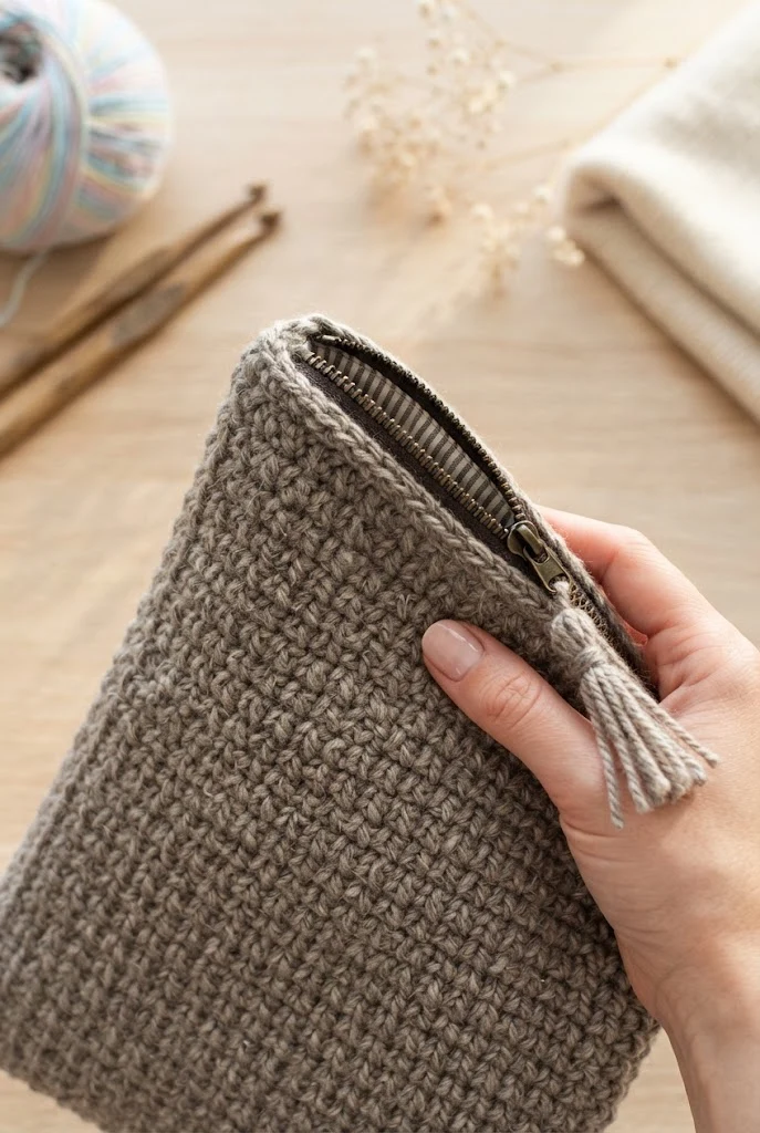 The Tunisian Simple Stitch iPad Sleeve — crochet bag with zipper