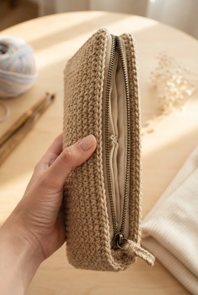 The Structured Accordion Organizer — crochet bag with zipper