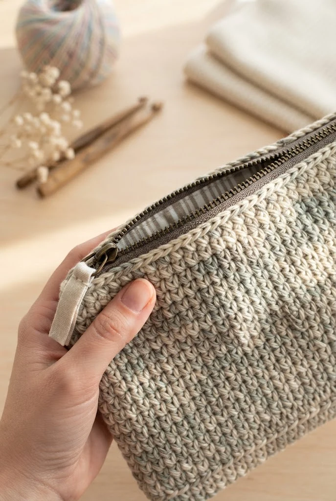 The Minimalist Linen Stitch Purse — crochet bag with zipper