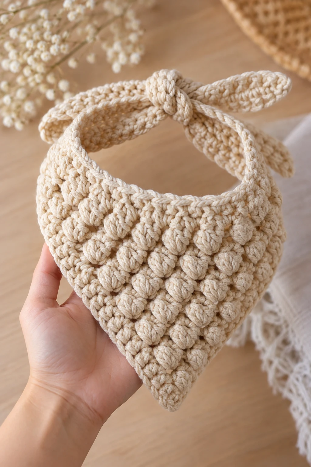 Chunky Textured Crochet Bandana — Crochet Bandana style outfit
