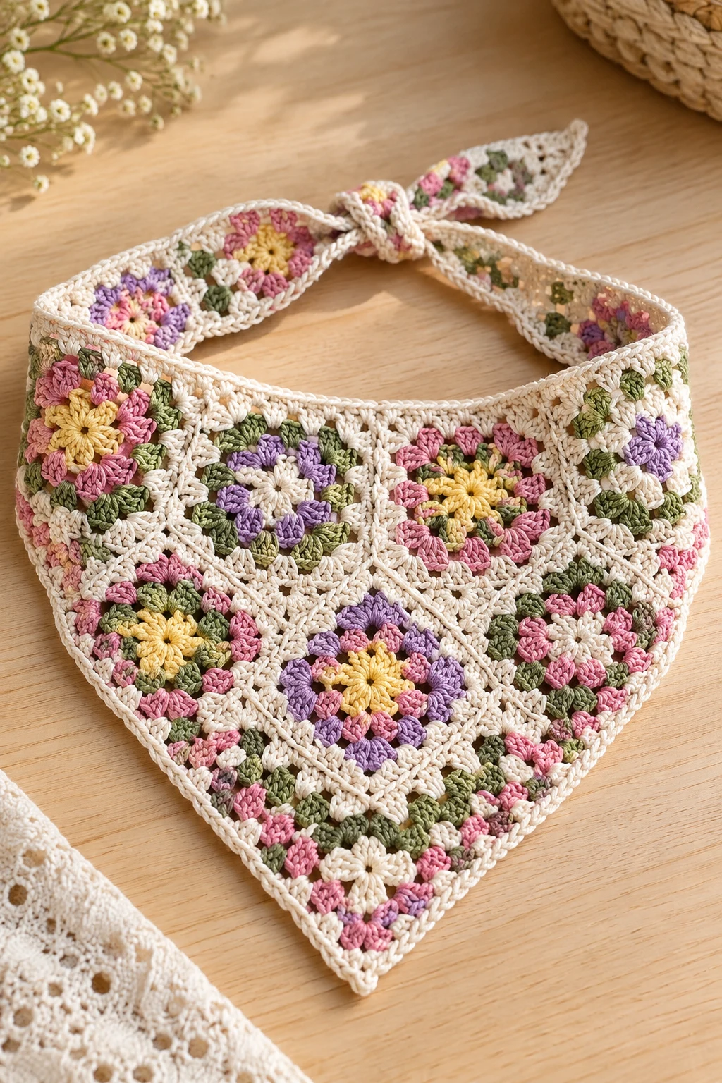 Granny Square Crochet Bandana — Crochet Bandana style outfit