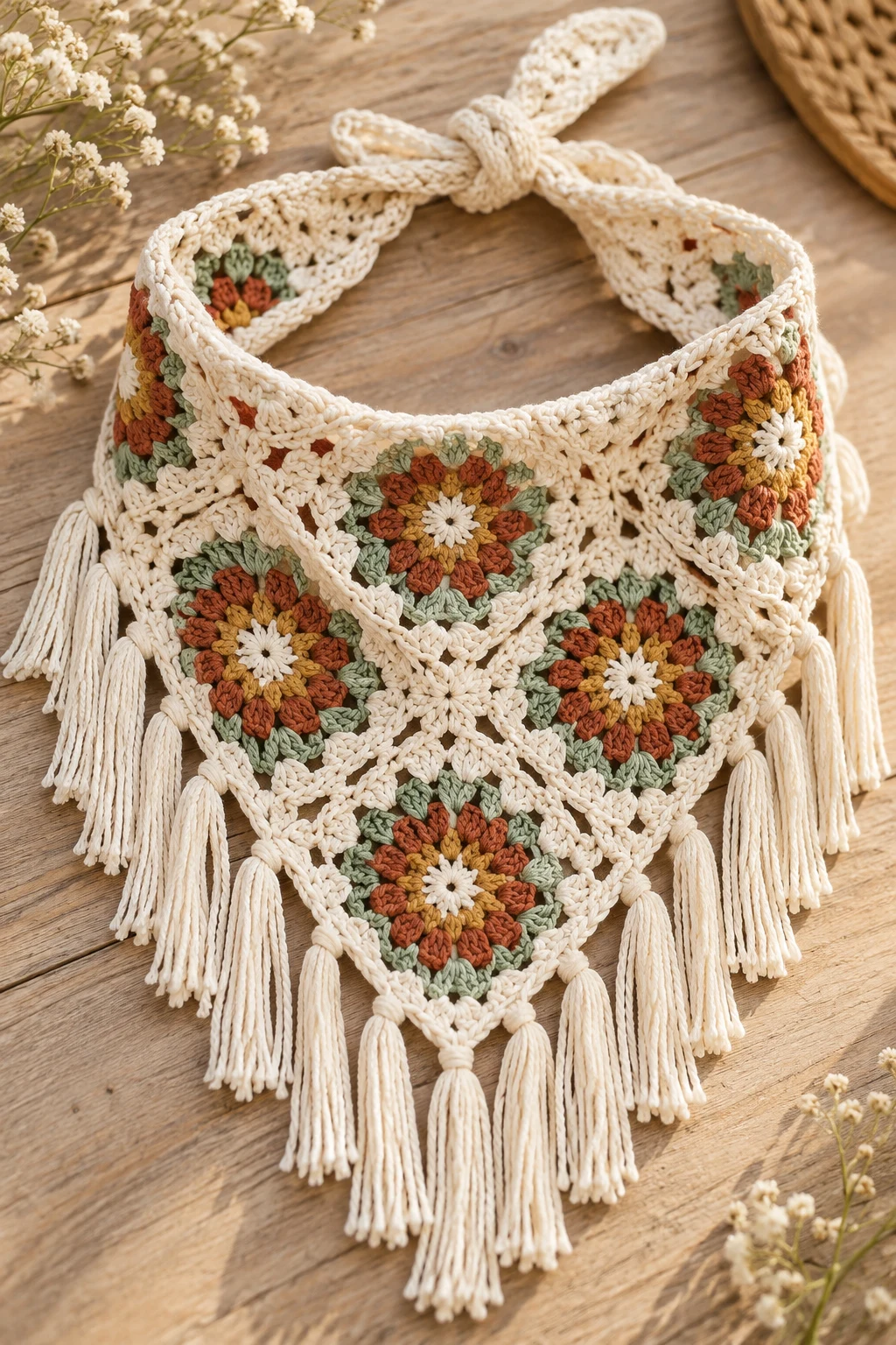 Boho Fringe Crochet Bandana — Crochet Bandana style outfit