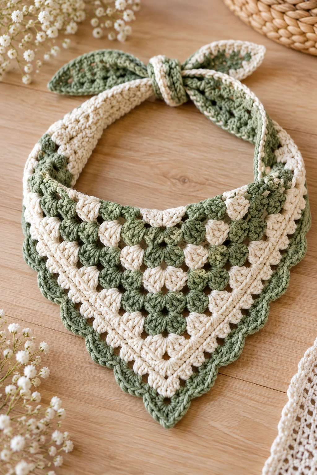 Two-Tone Crochet Bandana — Crochet Bandana style outfit