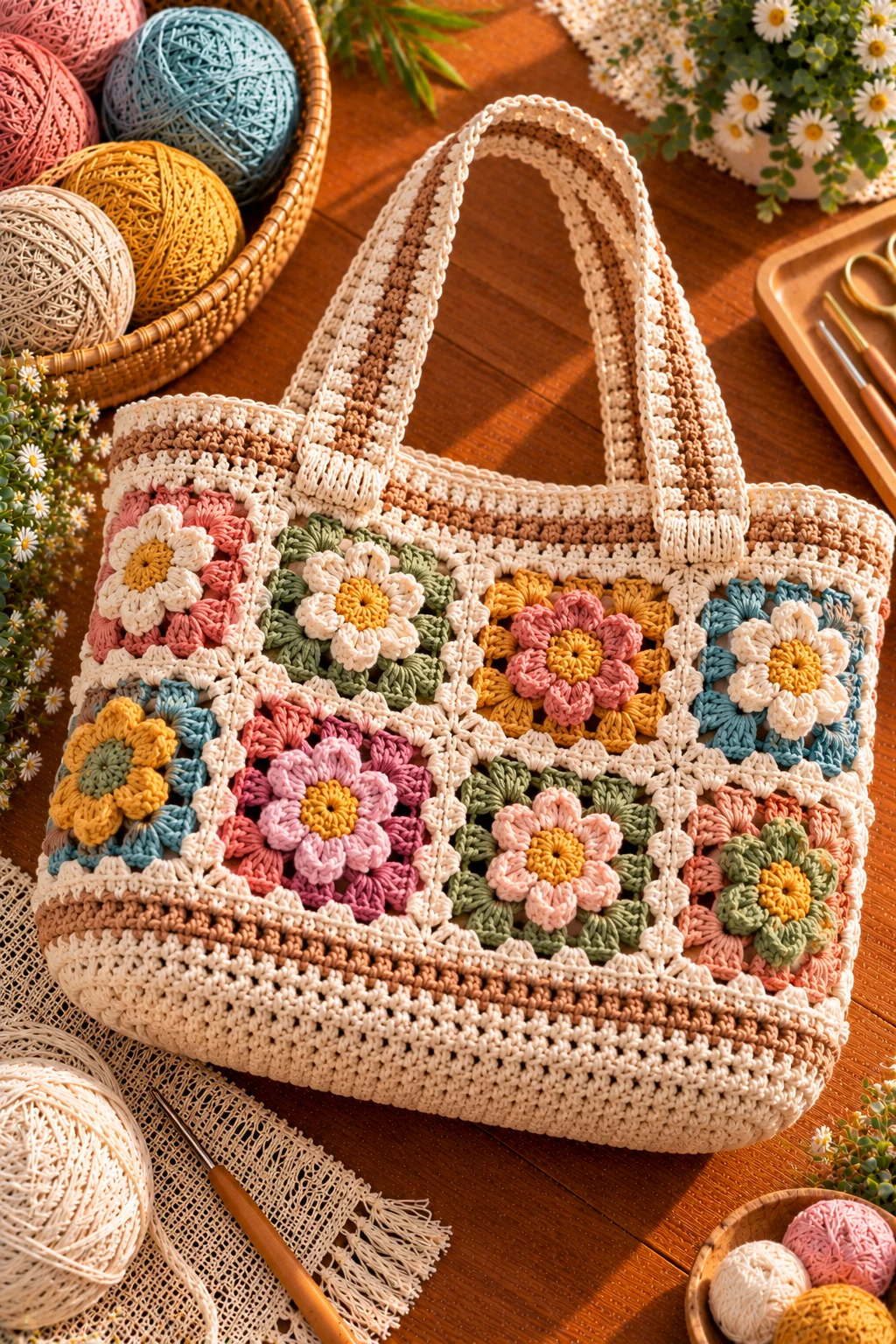 Nana's Basket Crochet Bag — crochet basket bag style outfit