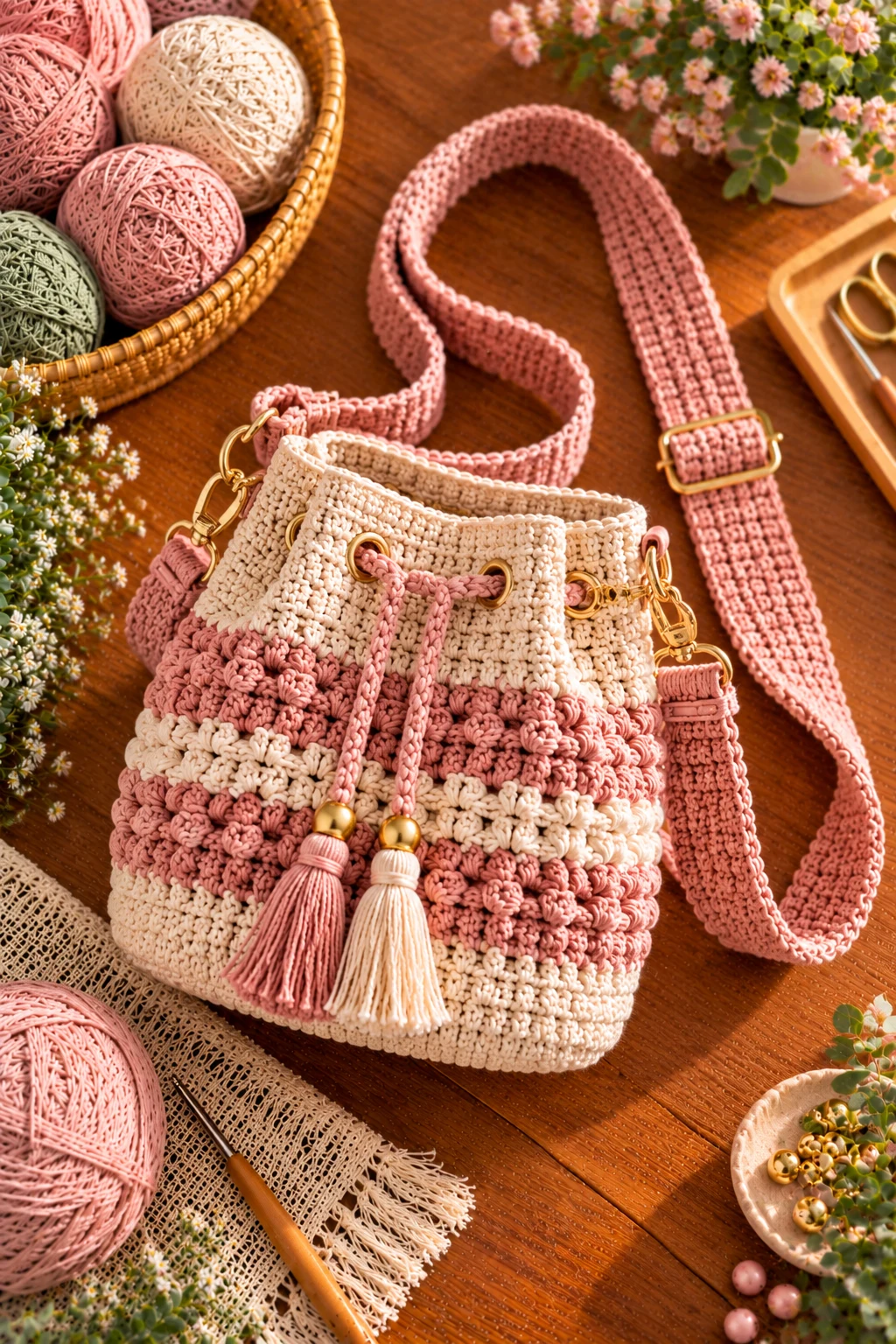 Mini Basket Bag With a Shoulder Strap — crochet basket bag style outfit