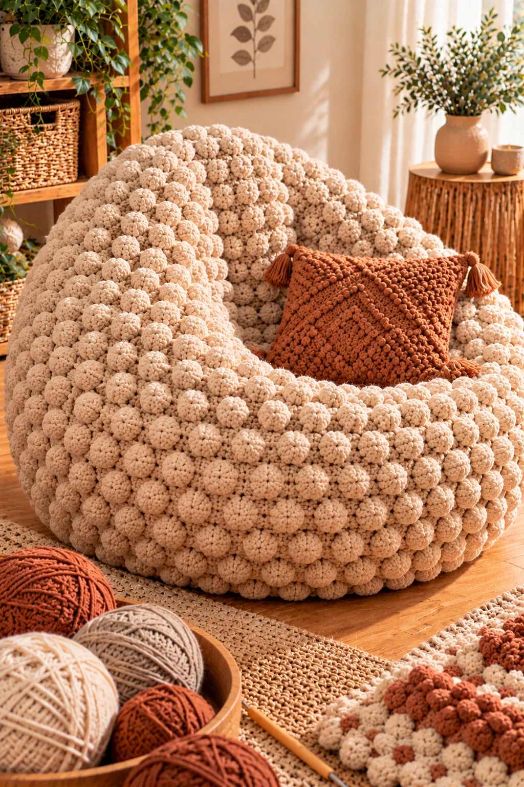 Textured Bobble Stitch Chair — crochet bean bag chair style outfit