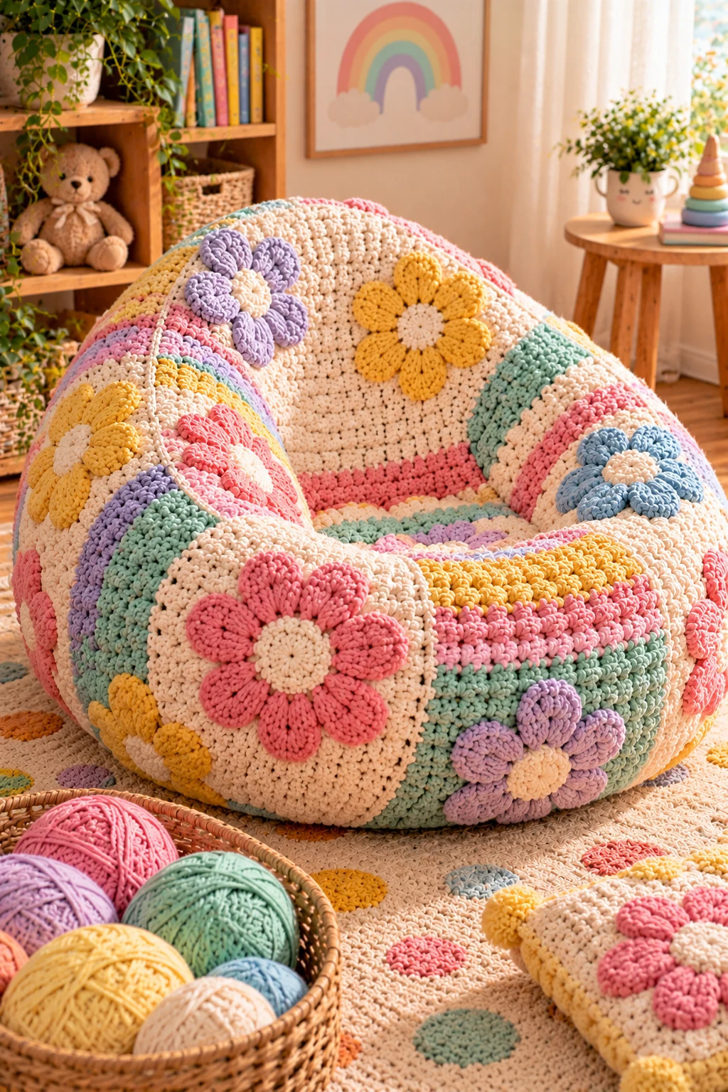 Crochet Bean Bag Seat for Kids — crochet bean bag chair style outfit
