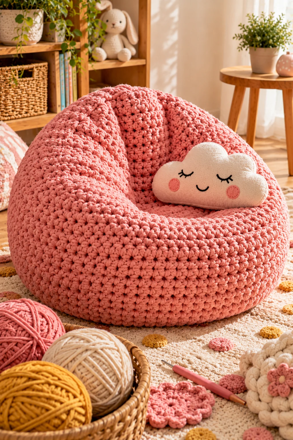 Crochet Mini Bean Bag Chair — crochet bean bag chair style outfit