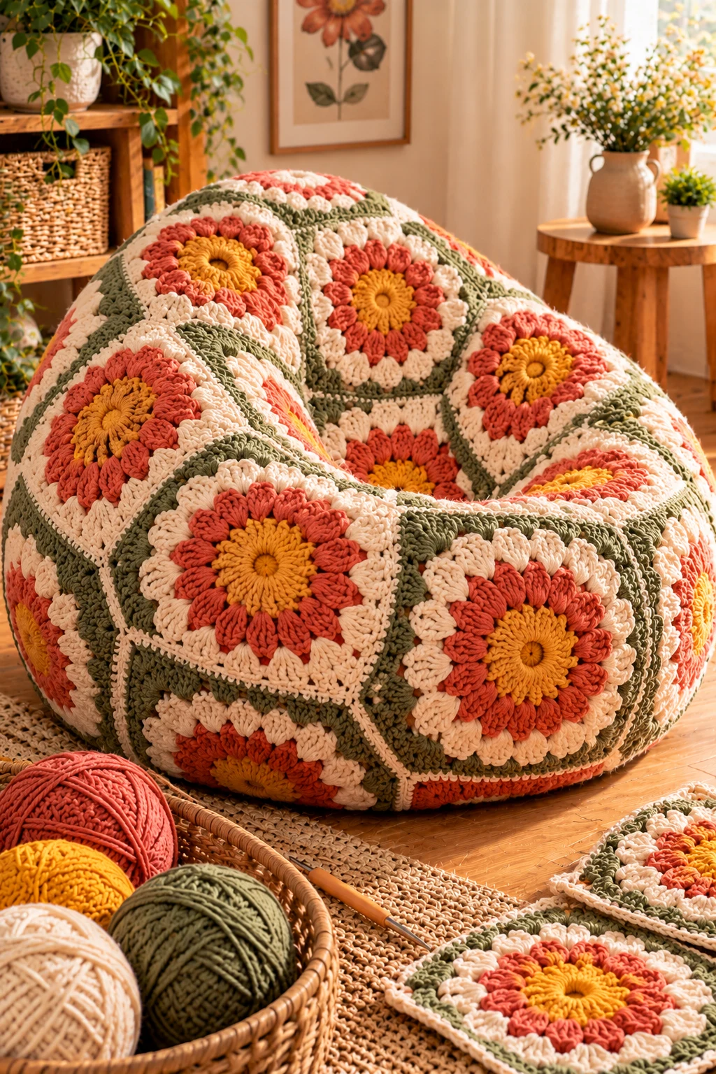 Sunburst Flower Bean Bag — crochet bean bag chair style outfit