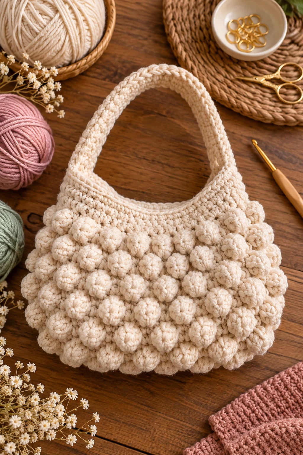 Crochet Bobble Bag Free Pattern Style — crochet bobble bag style outfit