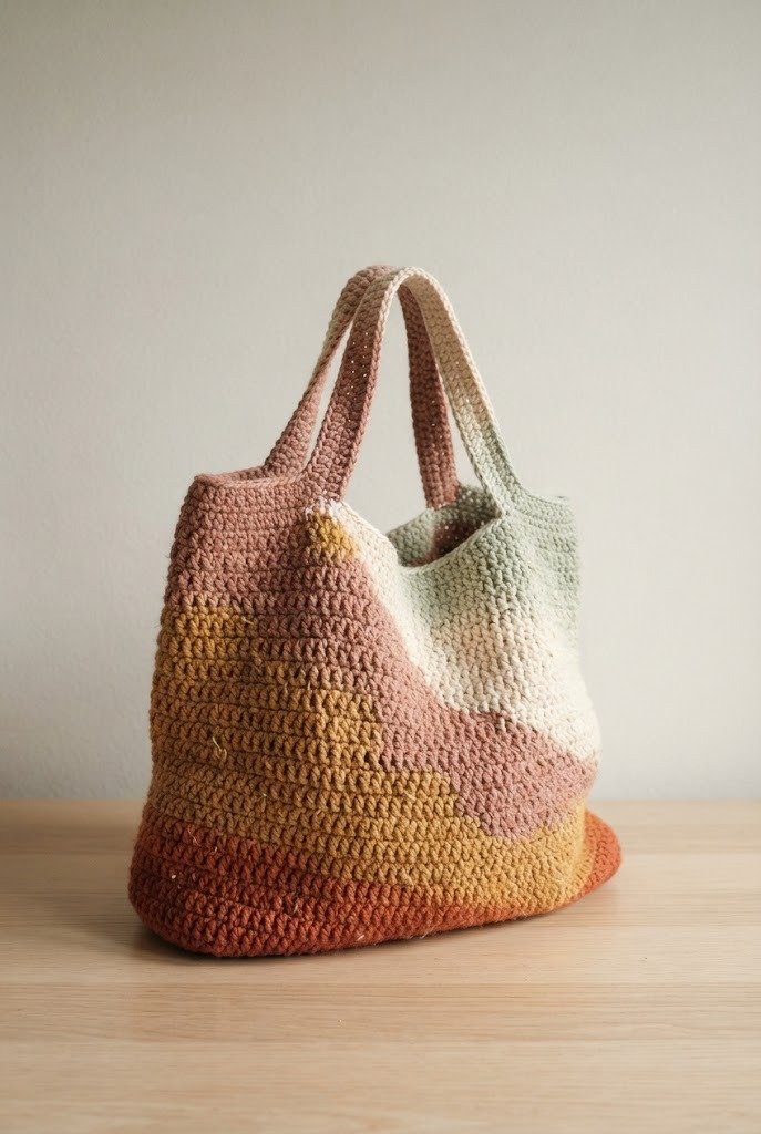 Ombre Sunset Market Tote — crochet boho bag pattern style outfit