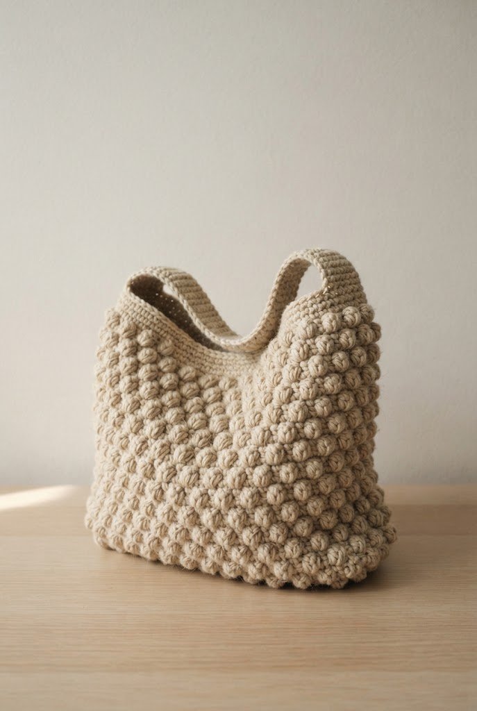 The Bubble Stitch Popcorn Bag — crochet boho bag pattern style outfit
