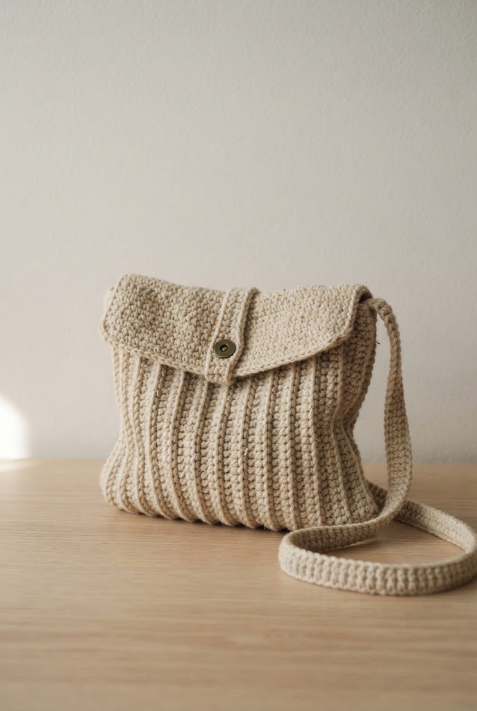 Minimalist Ribbed Crossbody Pouch — crochet boho bag pattern style outfit